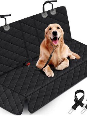 Waterproof Dog Car Seat Cover | Non-Slip Back Seat Protector | Black